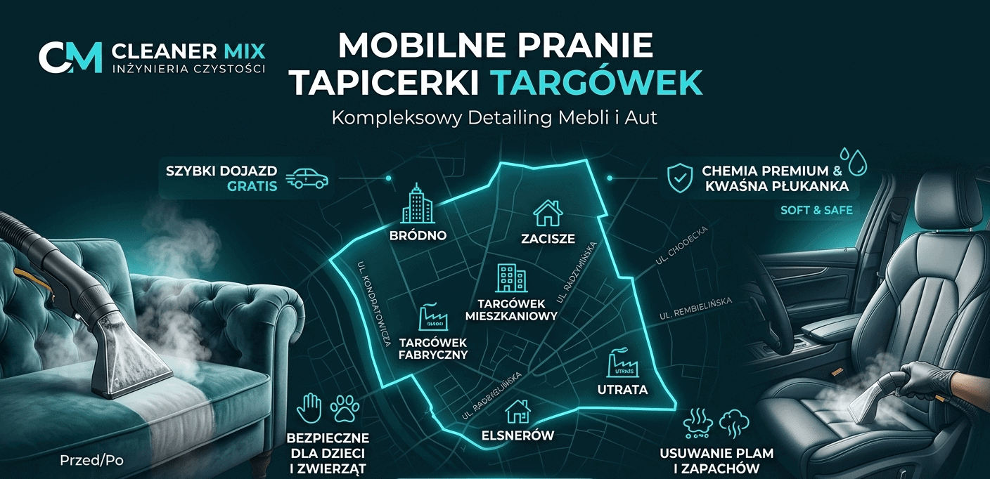 Pranie Tapicerki Targówek - Mapa Serwisu Cleaner Mix Mapa zasięgu prania tapicerki Targówek - Bródno, Zacisze, Elsnerów - Cleaner Mix Inżynieria Czystości