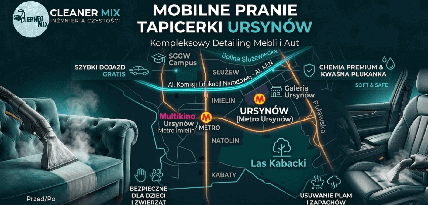Profesjonalne pranie tapicerki Ursynów – Cleaner Mix Inżynieria Czystości – nowoczesna ekstrakcja