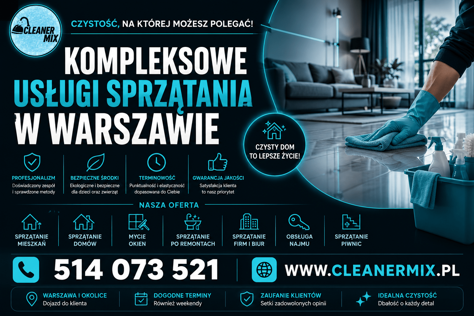 Profesjonalne usługi sprzątania Warszawa Cleaner Mix